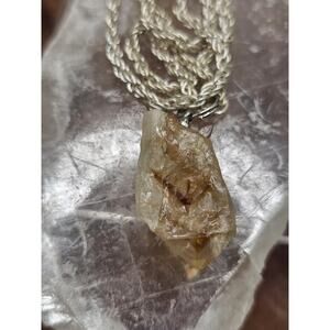 Raw Citrine pendant necklace Copper Wire